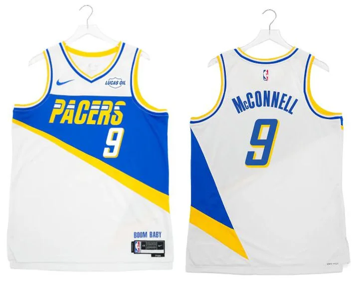 Mens Indiana Pacers #9 T.J. McConnell 2025-26 White City Edition Swingman Jersey