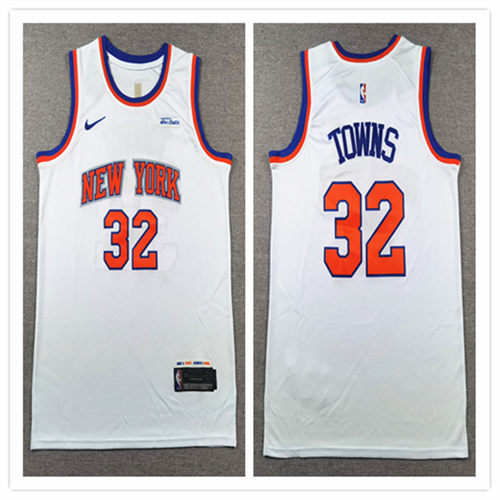 Mens New York Knicks #32 Karl-Anthony Towns Nike White 2024-25 Association Edition Jersey