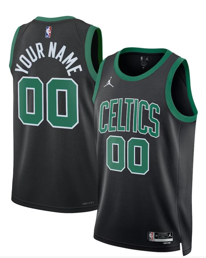 Mens Youth Boston Celtics Custom 2025 Black Statement Edition Game Jersey(2)