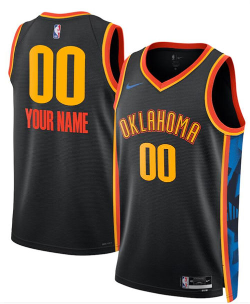 Mens Youth Oklahoma City Thunder Custom 2024-25 Black City Edition Jersey