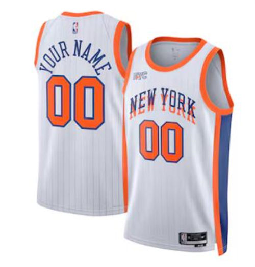 Mens Youth New York Knicks Custom Nike White 2024-25 City Edition Swingman Jersey(2)