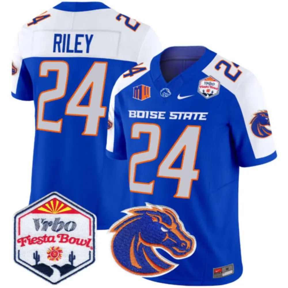 Boise State Broncos #24 Dylan Riley Royal White Gratitude Limited Football Jersey
