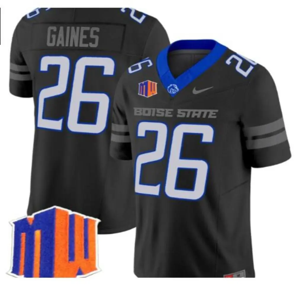 Boise State Broncos #26 Sire Gaines Nike 2025 Black College Football Game Jersey