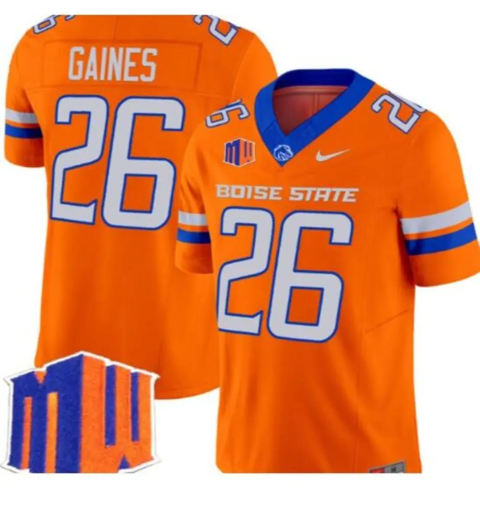 Boise State Broncos #26 Sire Gaines Nike 2025 Orange College Football Game Jersey
