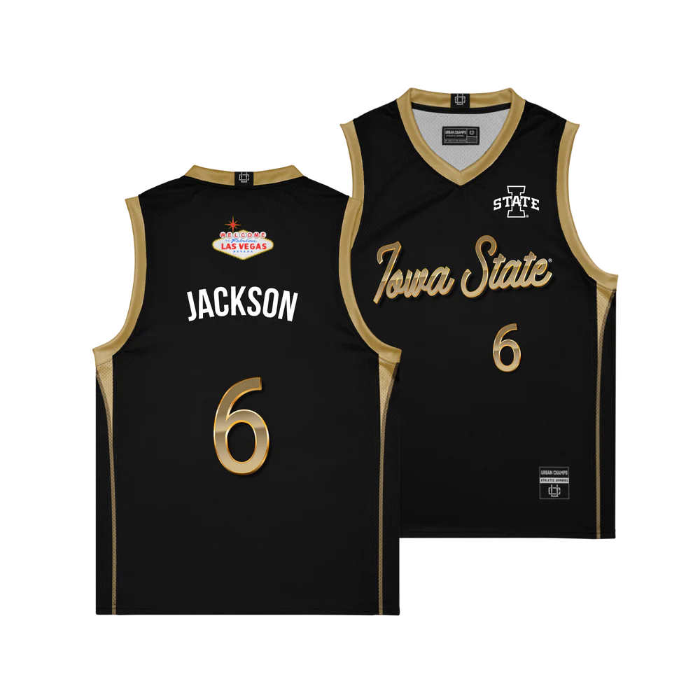 Iowa State Cyclones #6 Dishon Jackson Black Vegas Edition Basketball Jersey