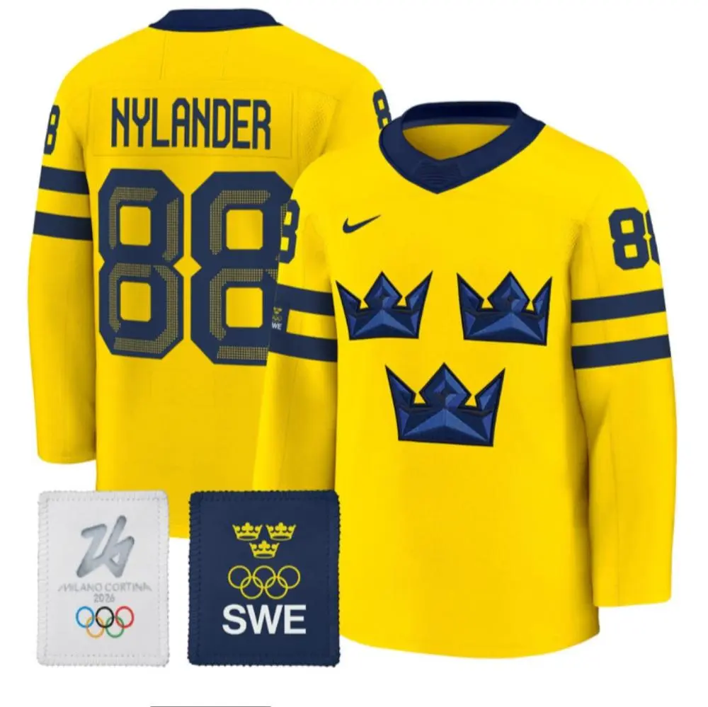 Mens Sweden #88 William Nylander Gold 2026 Olympic National Hockey Premium Jersey