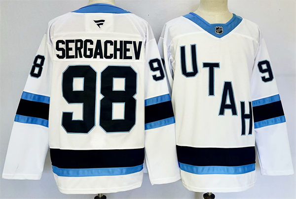 Mens Utah Hockey Club #98 Mikhail Sergachev Fanatics Away White Player Jersey