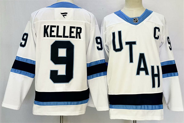 Mens Utah Hockey Club #9 Clayton Keller Fanatics Away White Player Jersey