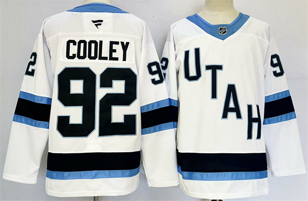 Mens Utah Hockey Club #92 Logan Cooley Fanatics Away White Player Jersey