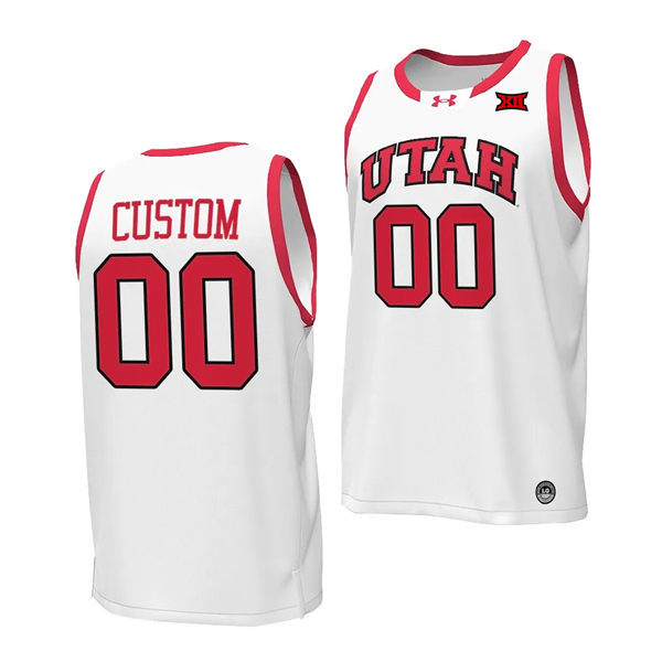 Mens Youth Utah Utes custom 2025 XII White college basketball game Jersey