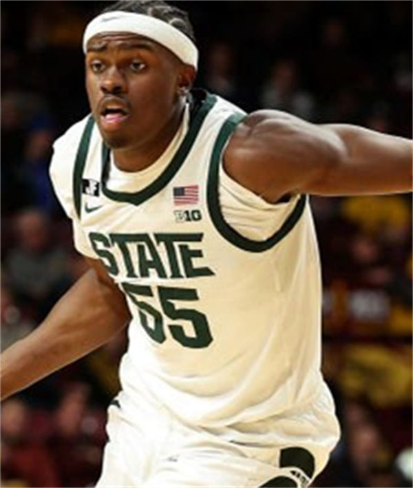 Mens Youth Michigan State Spartans #55 Coen Carr 2025 White Basketball Game Jersey