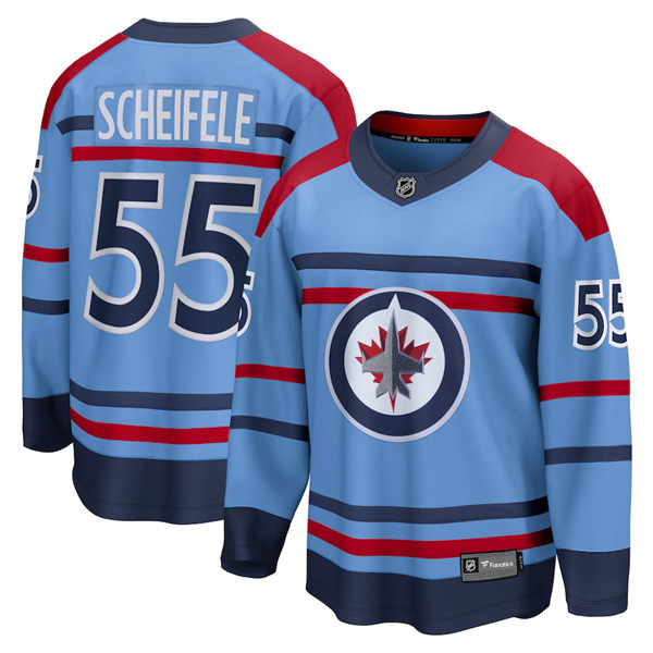 Men's Winnipeg Jets #55 Mark Scheifele  Fanatics Light Blue Anniversary Premier Jersey