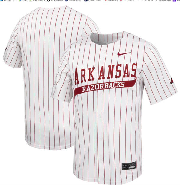 Mens Youth Arkansas Razorbacks Custom 2025 White Pinstripe Baseball Game Jersey