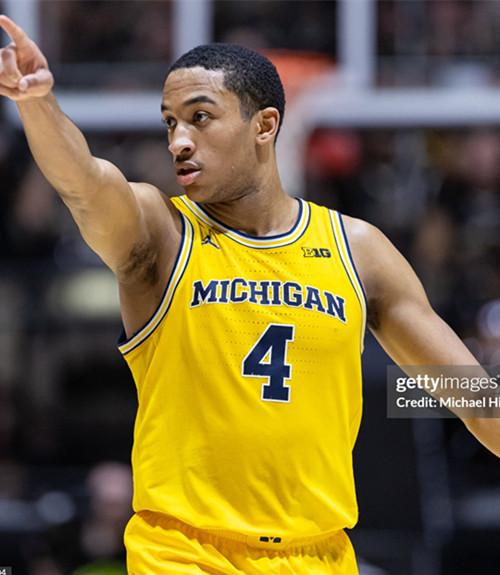 Mens Youth Michigan Wolverines #4 Nimari Burnett Maize College Basketball Game Jersey