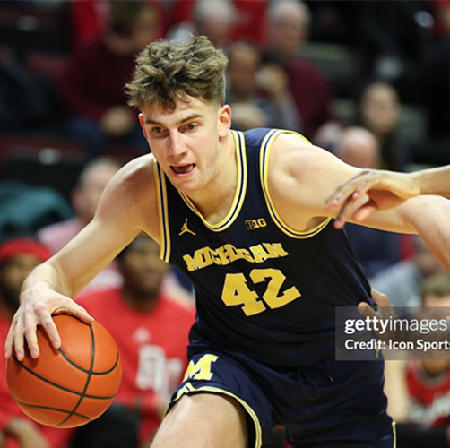 Mens Youth Michigan Wolverines #42 Will Tschetter Maize Navy College Basketball Game Jersey