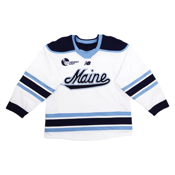 Mens Youth Maine Black Bears Custom White College Hockey Game Jersey