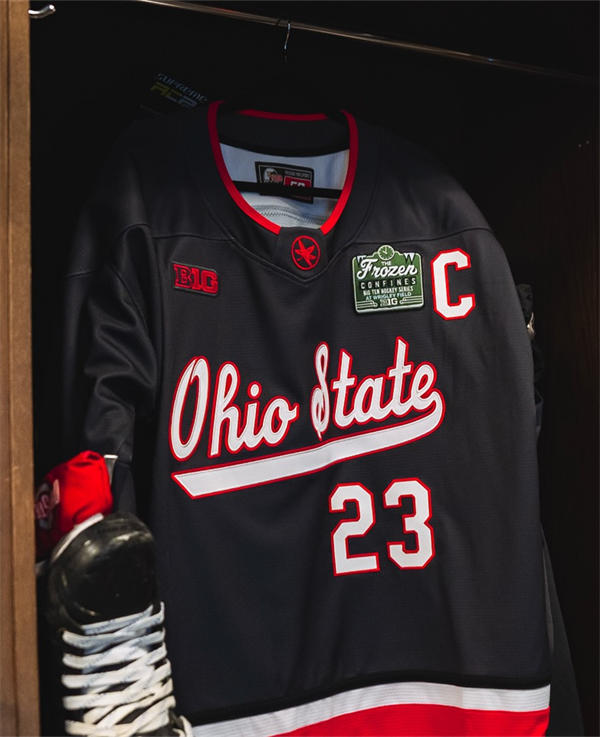 Mens Youth Ohio State Buckeyes #23 Davis Burnside 2025 Black Exclusive Pro Sports  Hockey Jersey