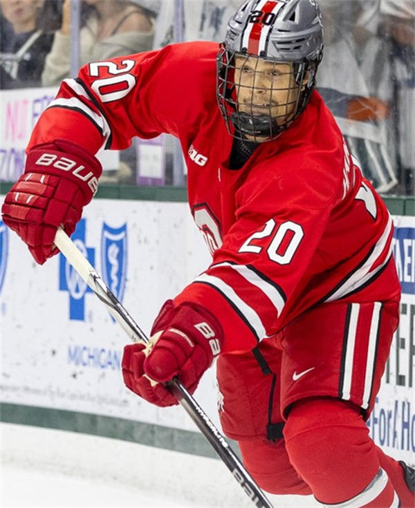 Mens Youth Ohio State Buckeyes #20 Aiden Hansen-Bukata 2025 Scarlet Exclusive Pro Sports  Hockey Jersey