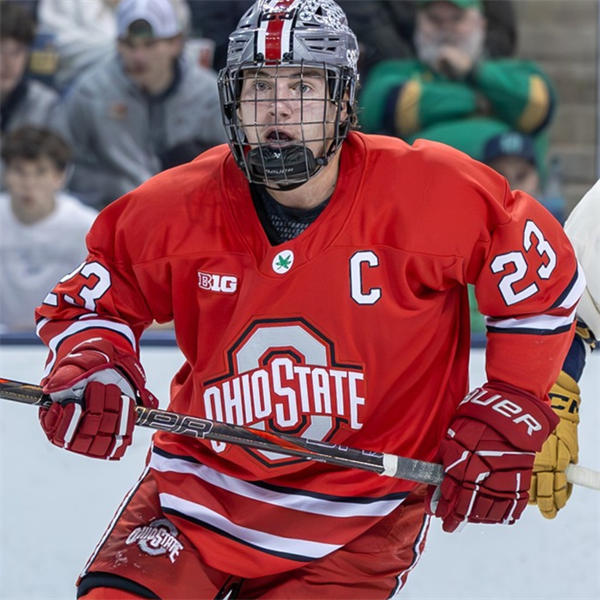 Mens Youth Ohio State Buckeyes #23 Davis Burnside 2025 Scarlet Exclusive Pro Sports  Hockey Jersey