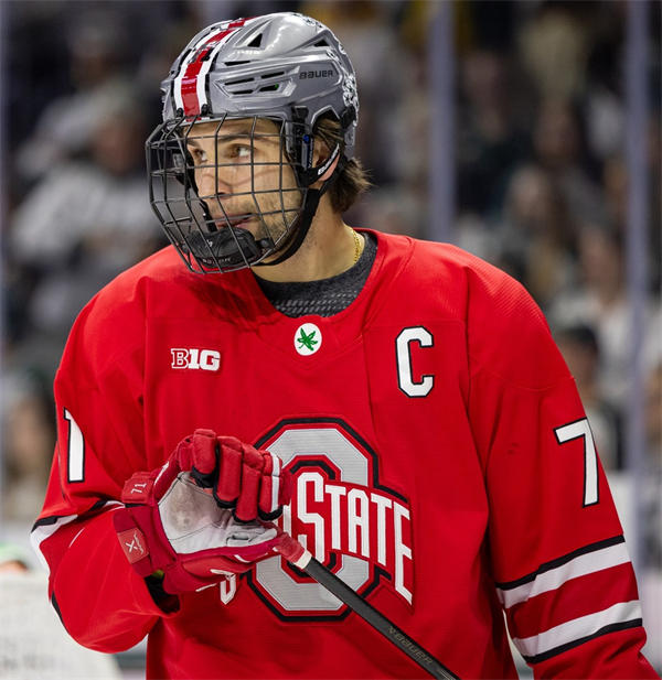 Mens Youth Ohio State Buckeyes #71 Patrick Guzzo 2025 Scarlet Exclusive Pro Sports  Hockey Jersey