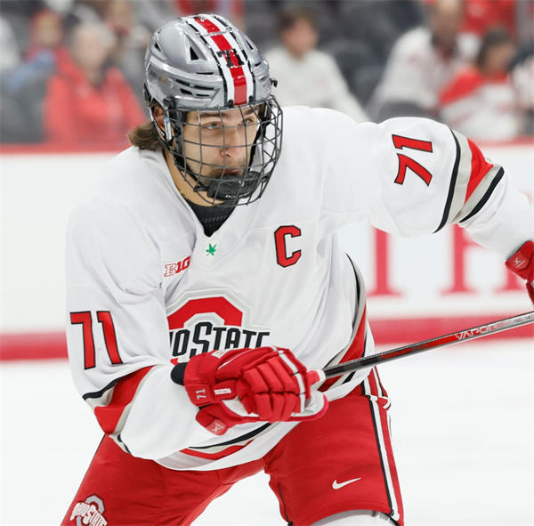 Mens Youth Ohio State Buckeyes #71 Patrick Guzzo 2025 White Exclusive Pro Sports  Hockey Jersey