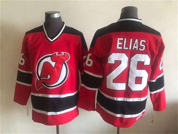 Men's New Jersey Devils #26 Patrik Elias Red Black CCM Vintage Throwback Jersey