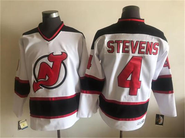 Men's New Jersey Devils #4 Scott Stevens White CCM Vintage Throwback Jersey
