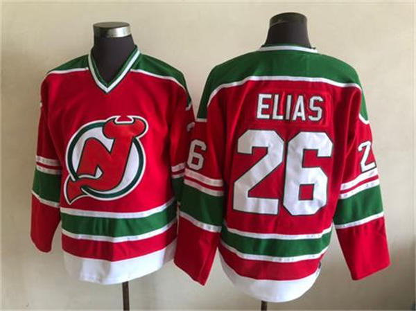 Men's New Jersey Devils #26 Patrik Elias Red Green CCM Vintage Throwback Jersey