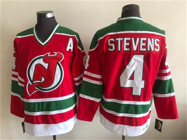 Men's New Jersey Devils #4 Scott Stevens Red Green CCM Vintage Throwback Jersey