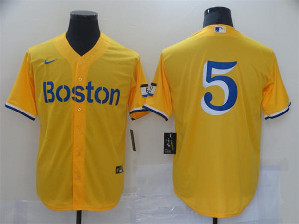 Mens Boston Red Sox #5 Vaughn Grissom Yellow Nike City Connect Limited Jersey