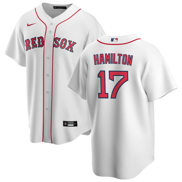 Mens Boston Red Sox #17 David Hamilton Nike White Home with Name Limted Jersey