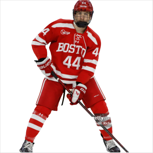 Mens Youth Boston University Terriers #44 Cole Hutson 2024 Scarlet Hockey Jersey