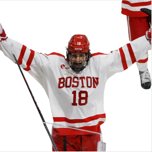Mens Youth Boston University Terriers 18 Shane Lachance (C) 2024 White Hockey Jersey (1)
