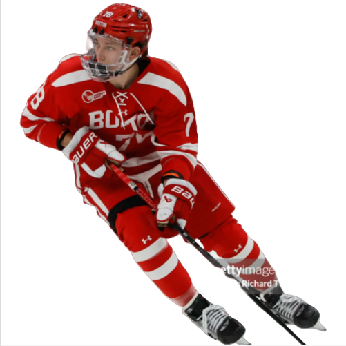 Mens Youth Boston University Terriers 71 Sascha Boumedienne 2024 Scarlet Hockey Jersey