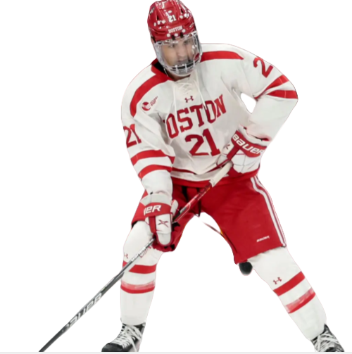 Mens Youth Boston University Terriers 21 Devin Kaplan (A) 2024 White Hockey Jersey (3)