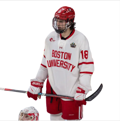 Mens Youth Boston University Terriers 18 Shane Lachance (C) 2024 White Hockey Jersey (2)