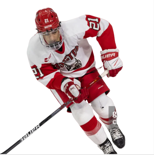 Mens Youth Boston University Terriers 21 Devin Kaplan (A) 2024 White Hockey Jersey (4)