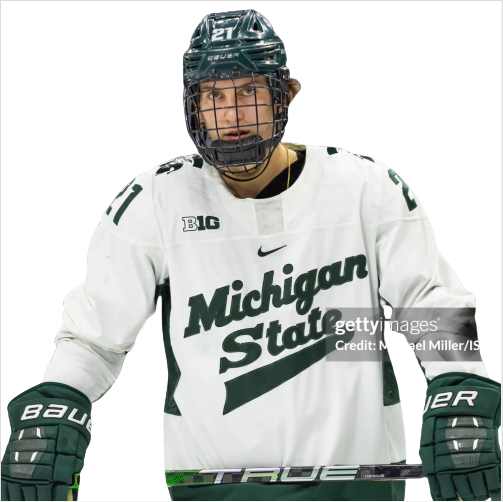 Mens Youth Michigan State Spartans #21 Red Savage (C) 2024 White Hockey Jersey