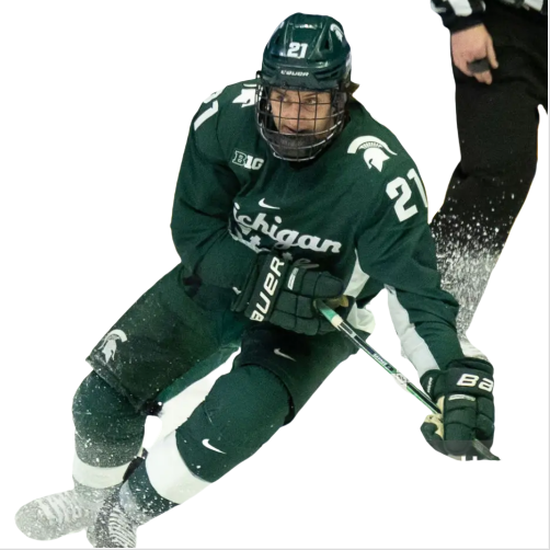 Mens Youth Michigan State Spartans #21 Red Savage (C) 2024 Green Hockey Jersey