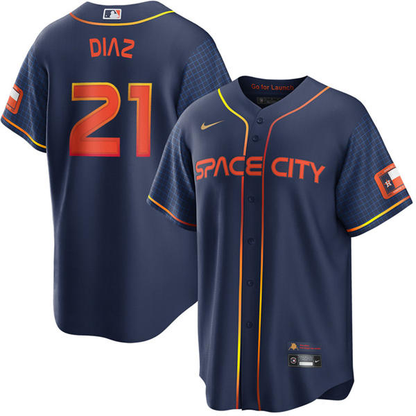 Mens Houston Astros #21 Yainer Diaz Navy City Connect Jersey