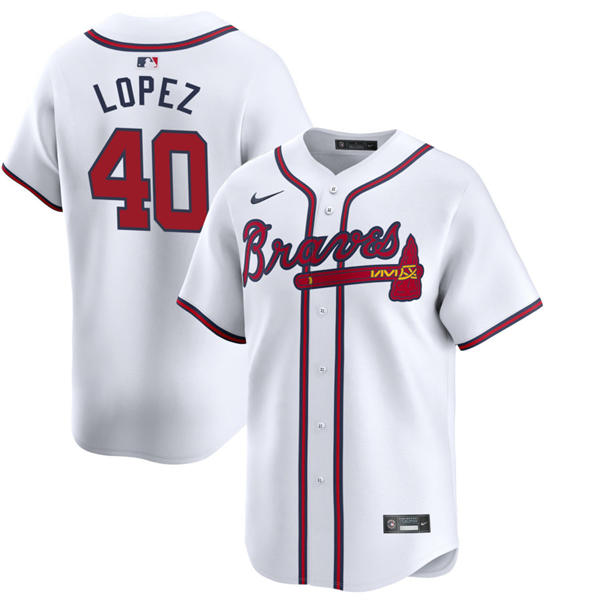 Mens Atlanta Braves #40 Reynaldo Lopez Nike Home White Limited Jersey