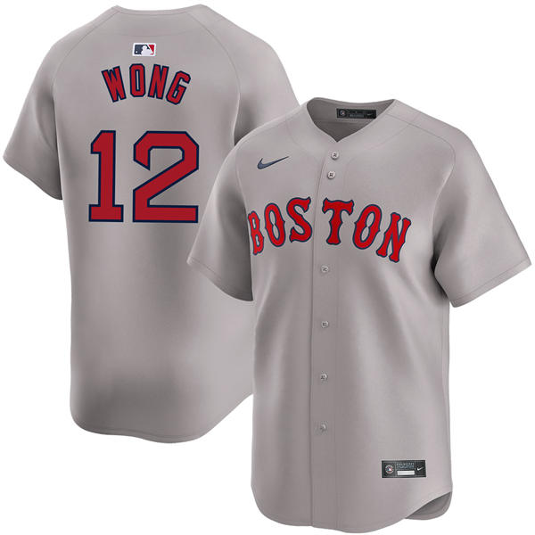 Mens Boston Red Sox #12 Connor Wong Nike Road Grey Limted Jersey