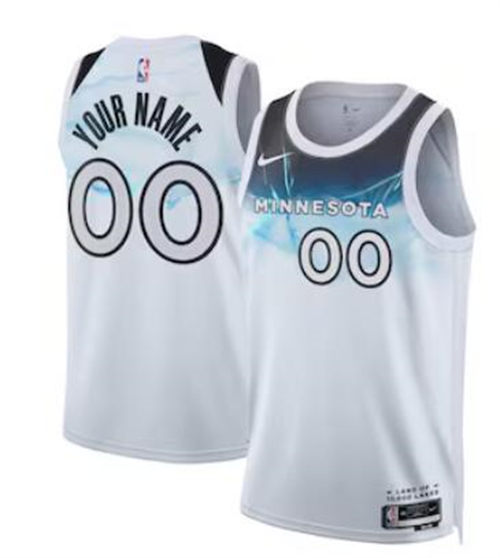 Mens Youth Minnesota Timberwolves Custom Nike White 2024-25 City Edition Swingman Jersey
