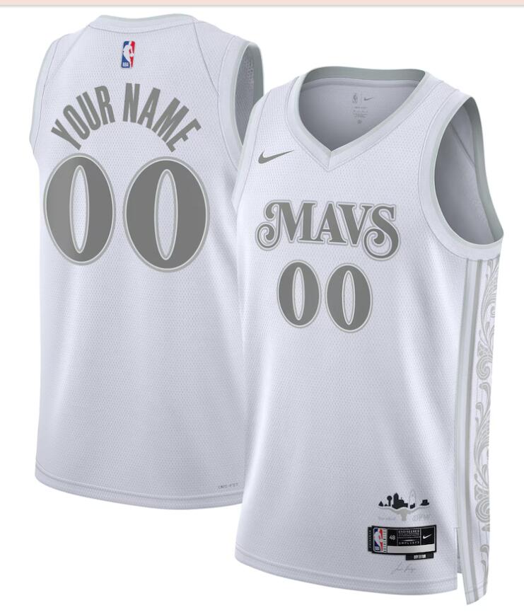 Mens Youth Dallas Mavericks Custom Nike White 2024-25 City Edition Swingman Jersey