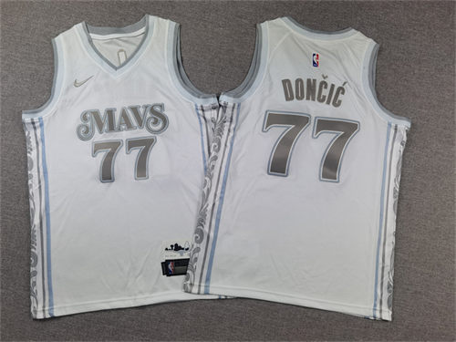 Youth Dallas Mavericks #77 Luka Doncic Nike White 2024-25 City Edition Swingman Jersey