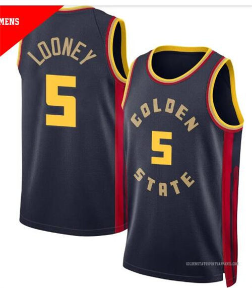 Mens Golden State Warriors #5 Kevon Looney Nike Navy 2024-25 City Edition Swingman Jersey