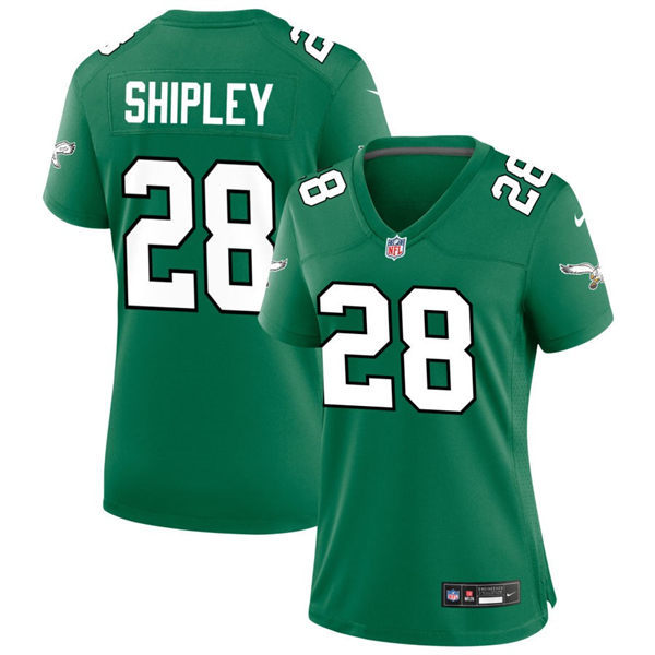 Womens Philadelphia Eagles #28 Will Shipley Nike Kelly Green Retro Jersey