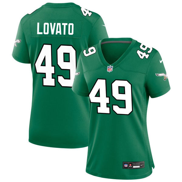 Woens Philadelphia Eagles #49 Rick Lovato Nike Kelly Green Retro Jersey