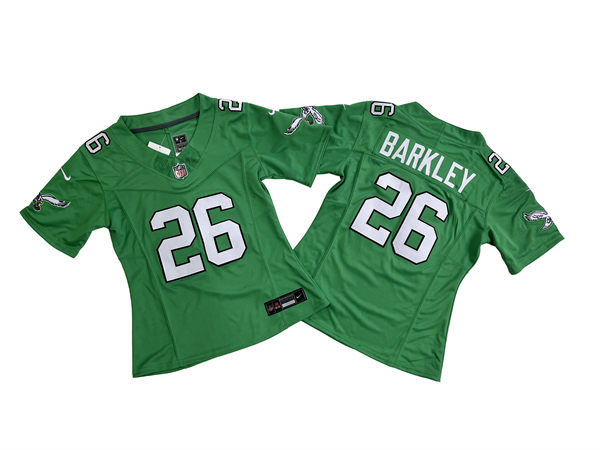 Women's Philadelphia Eagles #26 Saquon Barkley Nike Kelly Green Retro Jersey