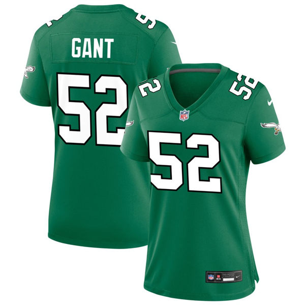 Womens Philadelphia Eagles #52 Dallas Gant Nike Kelly Green Retro Jersey